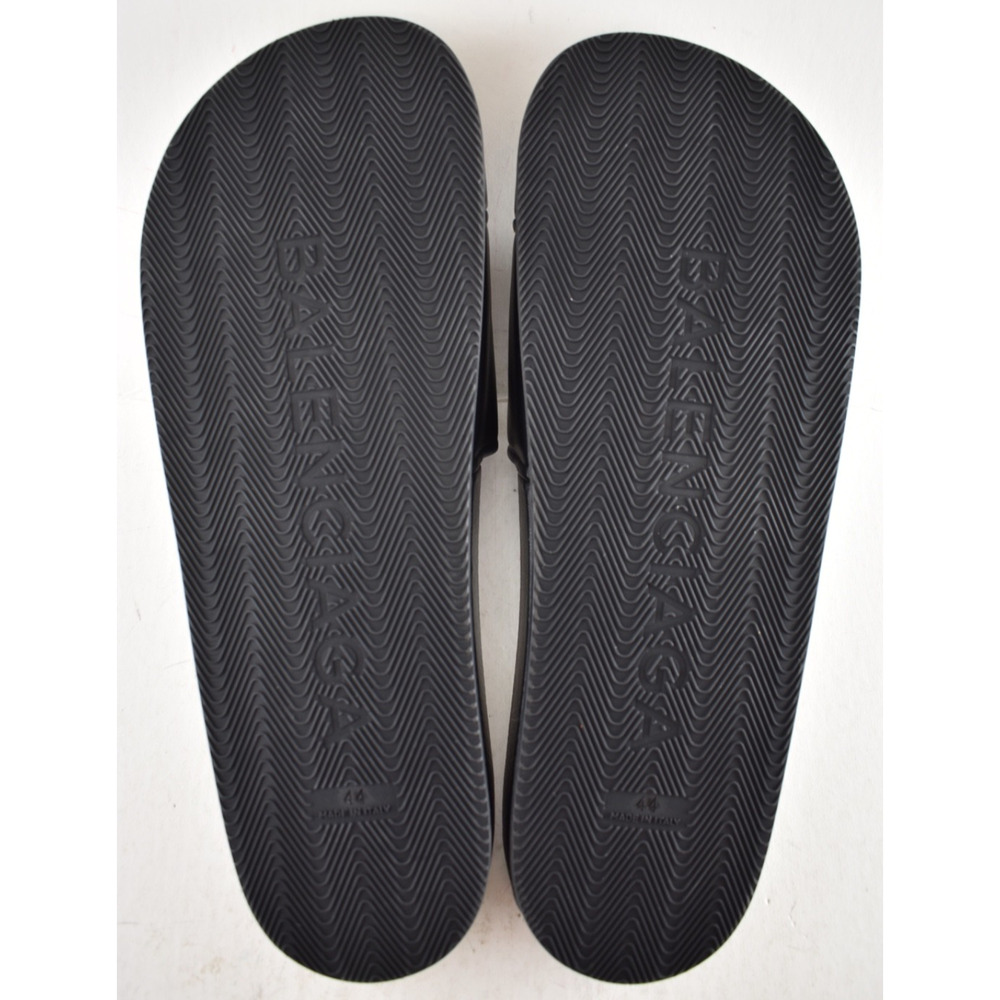Balenciaga Black Leather Campaign Logo Slide Pool Sandal Flip Flop Flat 44 11 - Picture 15 of 15